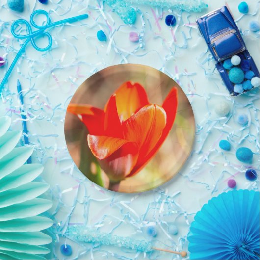 Red Tulip Blossom Pappteller (Party)