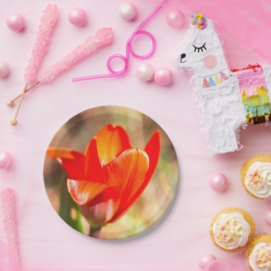 Red Tulip Blossom Pappteller (Party)