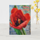 Red Tulip Blume Art Geburtstagskarte Karte (Gelbe Blume)