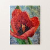 Red Tulip Blume Art Puzzle (Vertikal)