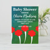 Red Tulip Blume Baby Girl Babydusche Einladung (Stehend Vorderseite)