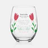 Red Tulip Blume Crayon Doodles mit Iftar Dua Weinglas Ohne Stiel (Rückseite)