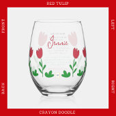 Red Tulip Blume Crayon Doodles mit Iftar Dua Weinglas Ohne Stiel