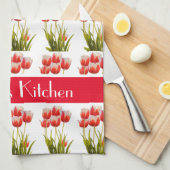 Red Tulip Blume Personalisiert Geschirrtuch (Viertel Falte)