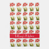 Red Tulip Blume Personalisiert Geschirrtuch (Vertikal)