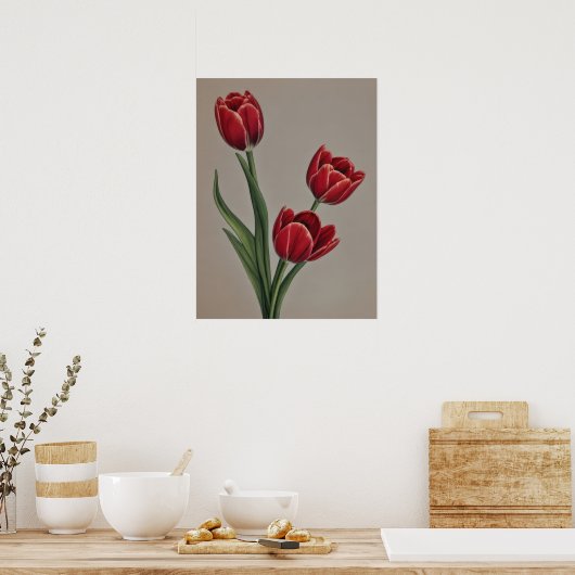 Red Tulip Blume Poster (Küche)