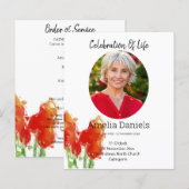 Red tulip Celebration of Life Card (Vorne/Hinten)