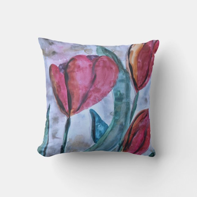 Red Tulip Designer Kissen (Vorderseite)