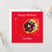 Red Tulip Flat Geburtstagskarte Karte (Vorderseite/Rückseite Beispiel)