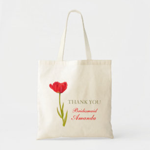 Red tulip flower art wedding bridesmaid bag tragetasche