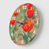 Red Tulip Garten Große Wanduhr (Winkel)