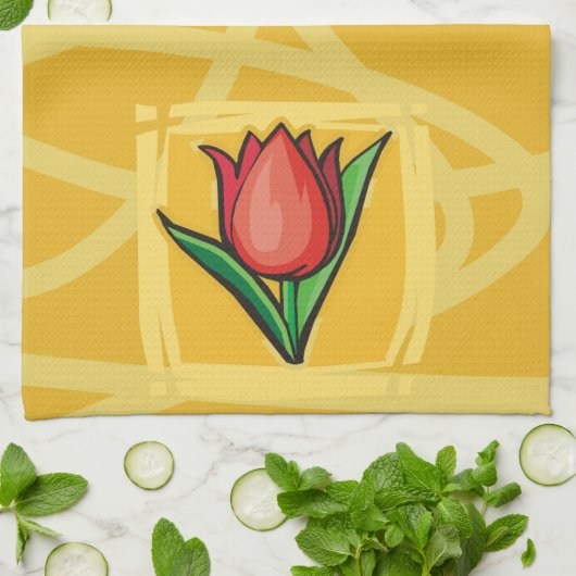 Red Tulip Geschirrtuch (Gefaltet)