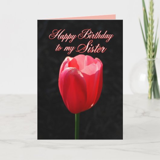 Red Tulip Happy Birthday Sister Karte (Vorderseite)