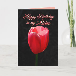 Red Tulip Happy Birthday Sister Karte
