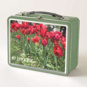 Red Tulip Lunch Box. Metall Brotdose