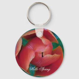 Red Tulip Macro Floral Photo Custom Keychain Schlüsselanhänger