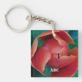 Red Tulip Macro Photo Personalized Acrylic Keyring Schlüsselanhänger