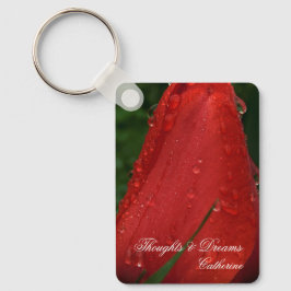 Red Tulip Macro Photo Personalized Keychain Schlüsselanhänger