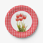 Red Tulip mit Gingham Pappteller (Vorderseite)