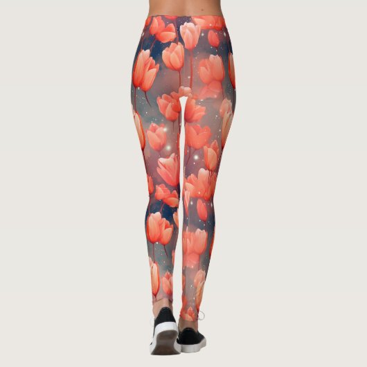 Red Tulip Muster Leggings (Rückseite)