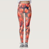 Red Tulip Muster Leggings (Vorderseite)