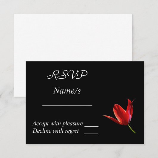 Red Tulip RSVP Card (Vorne/Hinten)