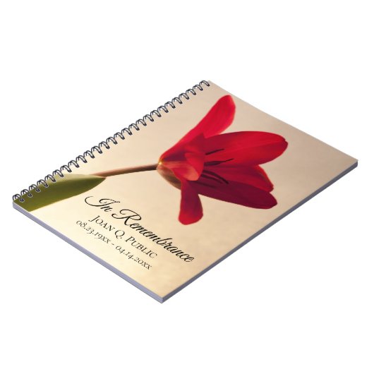 Red Tulip Spring Funeral Memorial Guest Book Notizblock (Linke Seite)