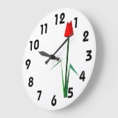 Red Tulip Wall Clock Große Wanduhr (Winkel)