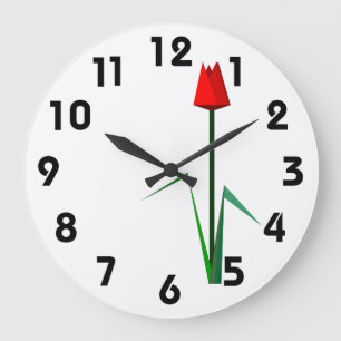 Red Tulip Wall Clock Große Wanduhr