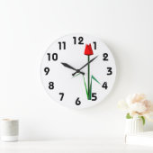 Red Tulip Wall Clock Große Wanduhr (Zuhause)