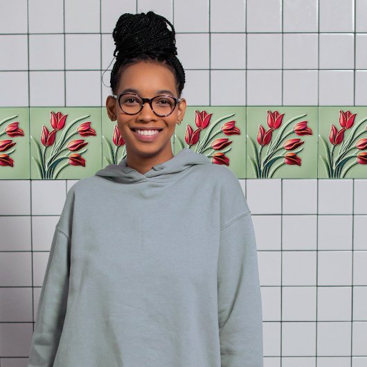 Red Tulip Wall Deco, Jugendstil Art Deco Fliese