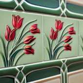 Red Tulip Wall Deco, Jugendstil Art Deco Fliese