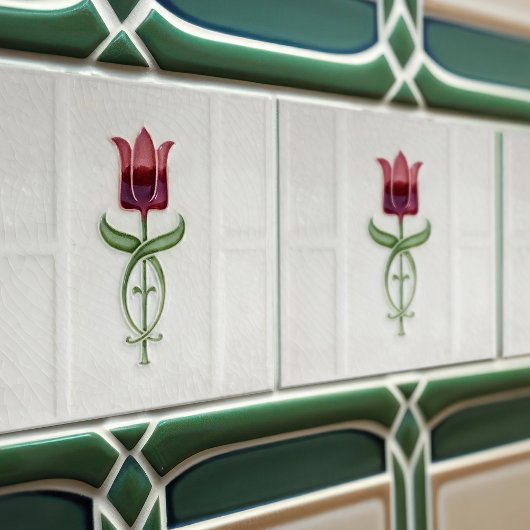 Red Tulip Wall Deco, Jugendstil Art Deco Gibbons Fliese