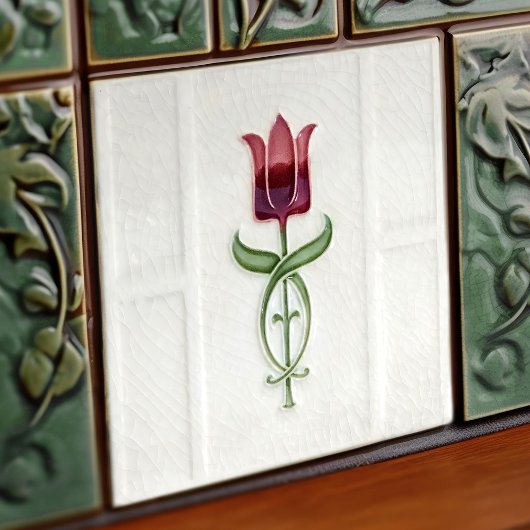 Red Tulip Wall Deco, Jugendstil Art Deco Gibbons Fliese