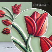 Red Tulip Wall Deco, Jugendstil Art Deco Keramik Fliese