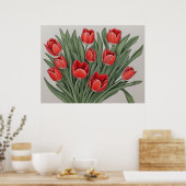 Red Tulip Watercolor Blume Poster (Küche)