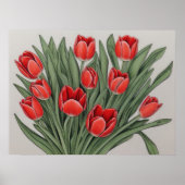 Red Tulip Watercolor Blume Poster (Vorne)