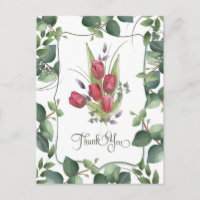 Red Tulip Watercolor Hand bemalt Danke