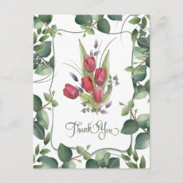 Red Tulip Watercolor Hand bemalt Danke Postkarte