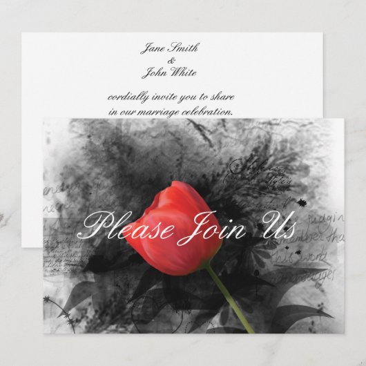 Red Tulip Wedding Einladung (Vorne/Hinten)