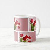 Red Tulips Blossom - Elegantes Blumendesign Kaffeetasse (VorderseiteRechts)
