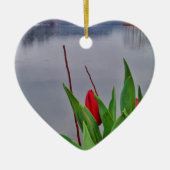 Red Tulips Blue Lake Arrowhead Wasser Keramikornament (Vorne)