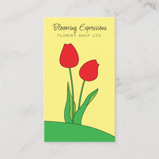 Red Tulips blühen Florist Business Card Visitenkarte (Vorderseite)