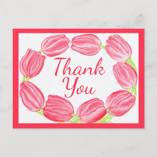Red Tulips Border ~Danke Karte