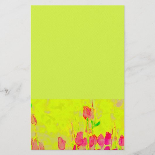 Red Tulips Border Yellow Green Stationery Briefpapier (Vorderseite)