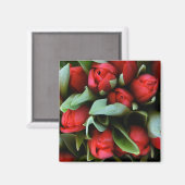 Red Tulips Bouquet Magnet (Vorderseite/Rückseite)