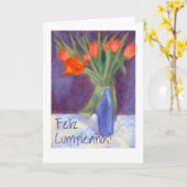 Red Tulips Card zum Geburtstag - Spanischer Gruß Karte (Gelbe Blume)