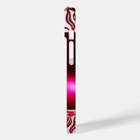 RED TULIPS DAMASK TULIP MONOGRAM Burgundy White Case-Mate iPhone Hülle (Rückseite / Links)