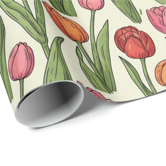 Red Tulips Design Geschenkpapier (Rolleneckpunkt)