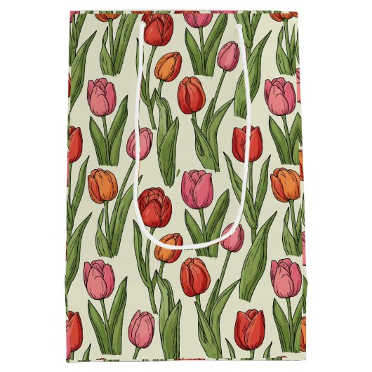 Red Tulips Design Mittlere Geschenktüte (Rückseite)